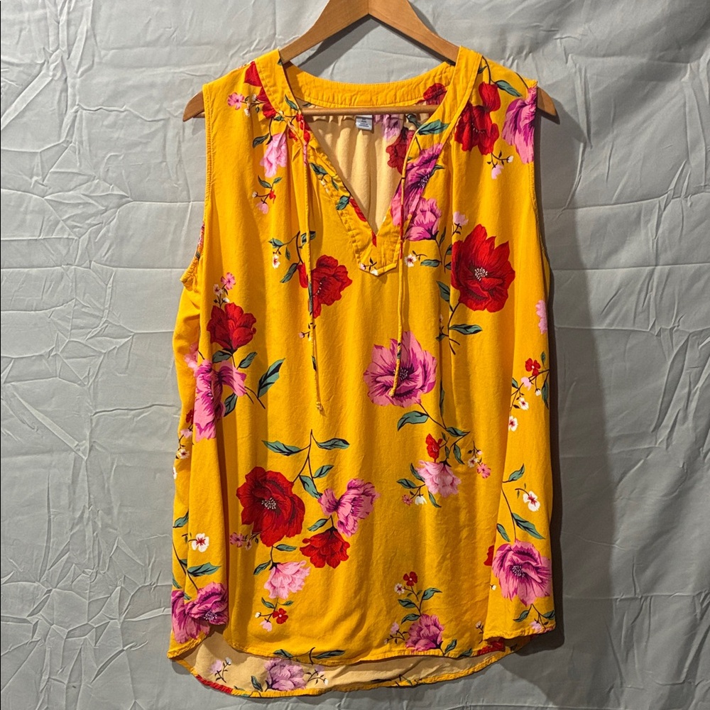 Old Navy Yellow Floral Sleeveless Blouse